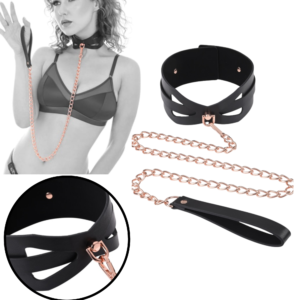 BDSM Restraints Leather Brat Sex Collar and Leash