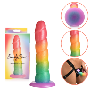 Strap-on Compatible Silicone Dildo Rainbow