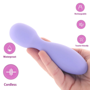 Silicone Discreet Vibrating Wand Vibrator Purple