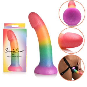 Harness Compatible Silicone Dildo Rainbow