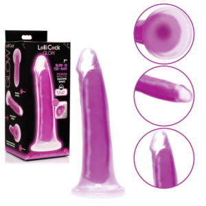 Glow-in-the-Dark Harness Compatible Silicone Suction Cup Dildo Purple