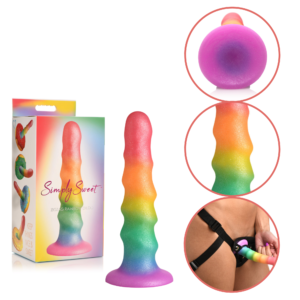 Silicone Ribbed Suction Cup Dildo Rainbow