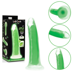 Glow-in-the-Dark Harness Compatible Silicone Suction Cup Dildo Green