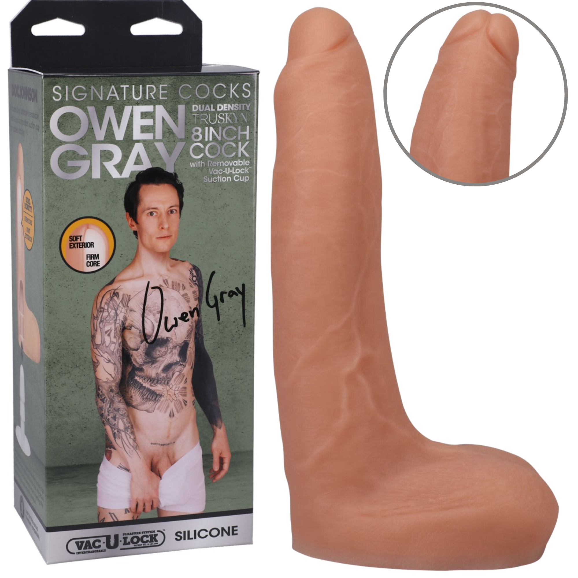 Signature Cocks Owen Gray 8inch Lifelike Silicone Realistic Dual Density  Dildo - Orgasmic Deals