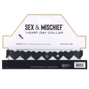 Sportsheets Bondage Gear Adjustable PU Leather Heart Day Sex Collar Restraints - Black