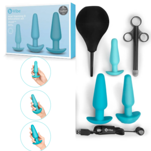 Silicone Weighted Vibrating Training Anal Kit & Education Set - Blue