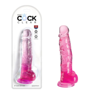 Realistic Suction Cup Pegging Dildo With Balls – Pink