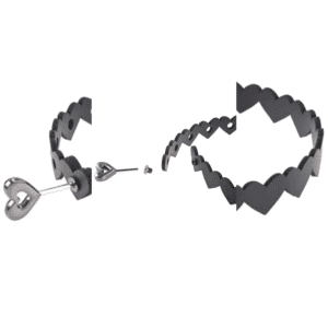 Sportsheets Bondage Gear Adjustable PU Leather Heart Day Sex Collar Restraints - Black