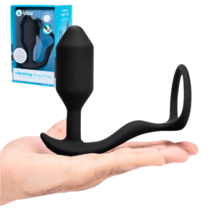 Men Weighted Butt Plug With Penis Ring Medium - Black