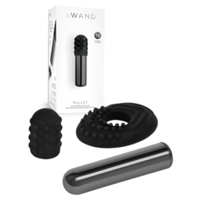 Bullet Vibrator With Textured Silicone Sleeve and Ring - Black