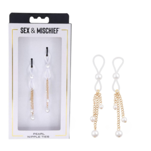 Adjustable Elegance Dangling Pearl Nipple Ties Restraints