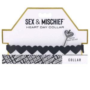 Sportsheets Bondage Gear Adjustable PU Leather Heart Day Sex Collar Restraints - Black