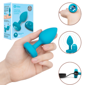 Vibrating Anal Toy Silicone Rechargeable Jeweled Butt Plug S/M - Teal