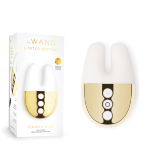 Bunny-eared Rechargeable Vibrator - White Gold