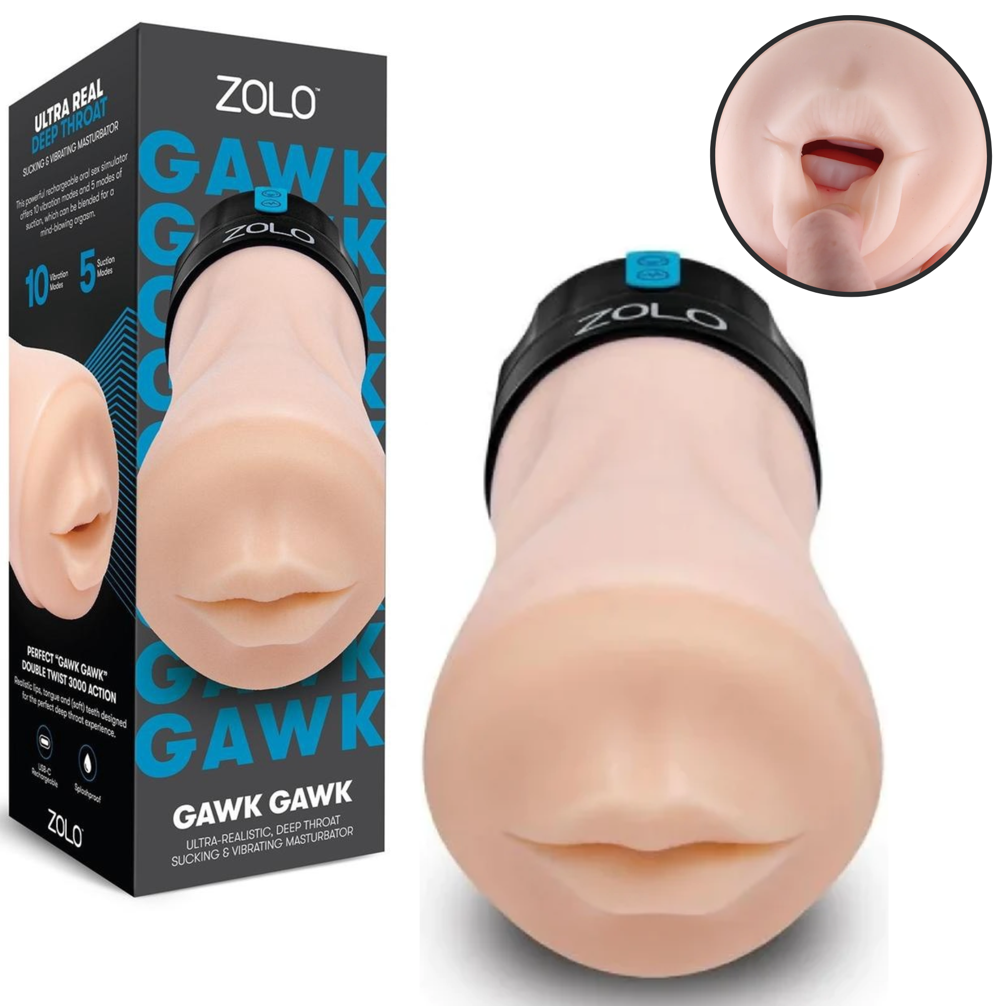 Zolo Gawk Gawk Rechargeable Silicone Vibrating Deep Throat Blow Job  Masturbator - Orgasmic Deals