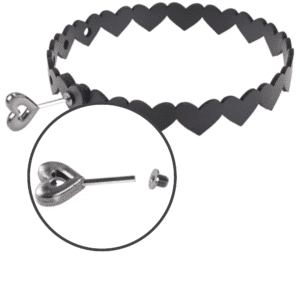 Sportsheets Bondage Gear Adjustable PU Leather Heart Day Sex Collar Restraints - Black