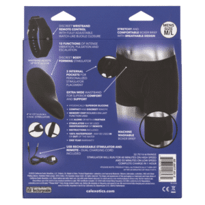 Remote Control Washable Boxer Brief Bullet Vibrator Set M/L Black