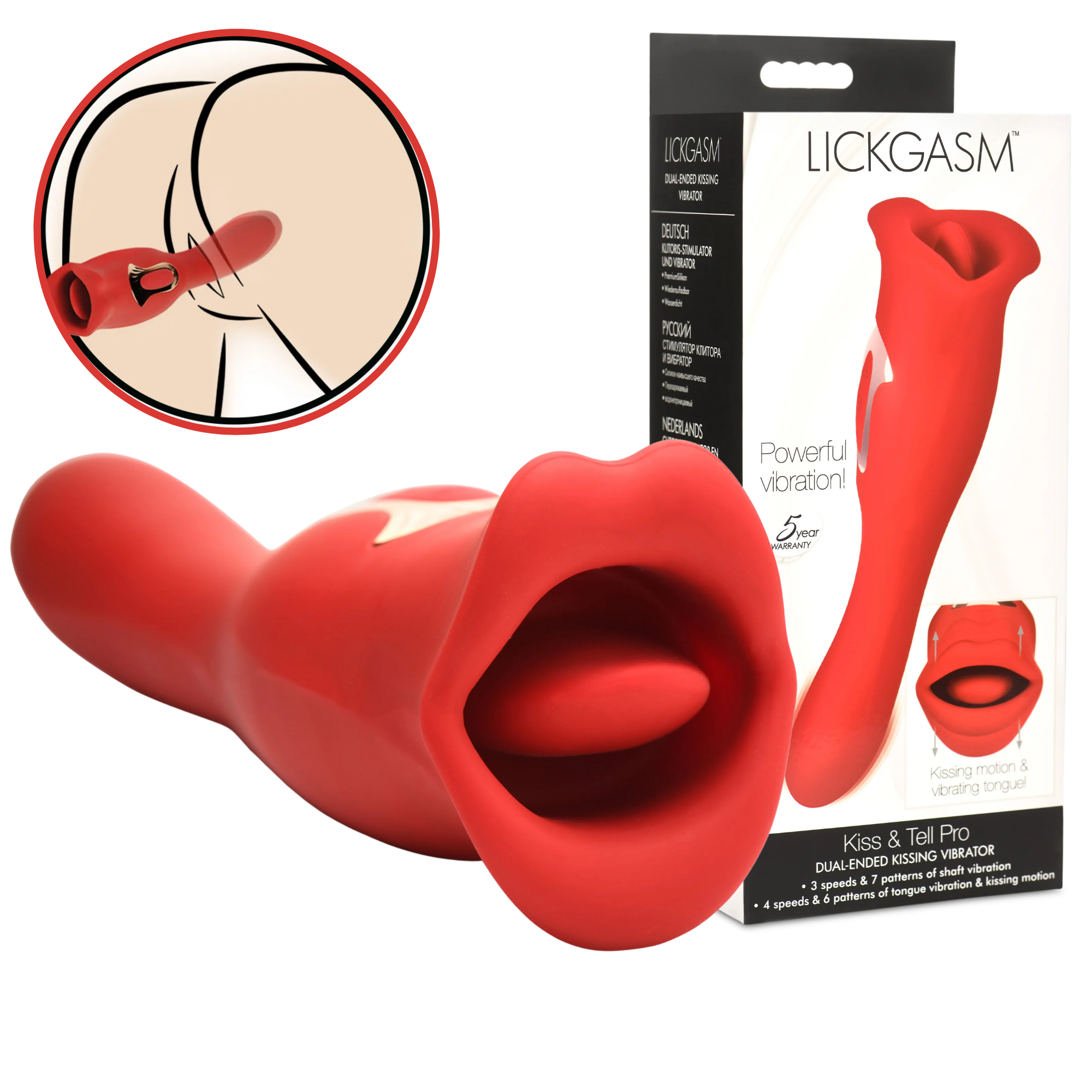 Lickgasm Kiss & Tell Pro Dual-Ended Rechargeable Kissing Oral Sex Vibrator  - Orgasmic Deals