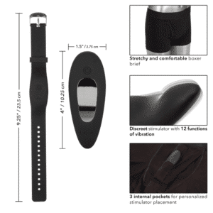 Remote Control Washable Boxer Brief Bullet Vibrator Set L/XL Black