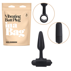 In A Bag Vibrating Butt Plug 3 Inches Black