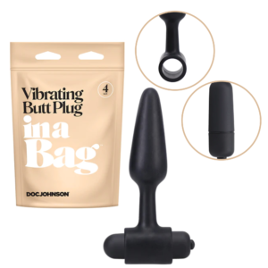 In A Bag Vibrating Butt Plug 4 Inches Black