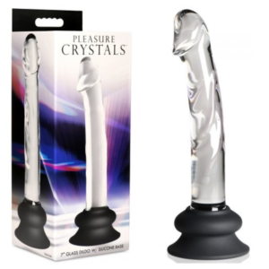 Weighted Tapered Tip Glass Dildo With Silicone Base