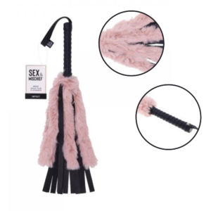 Brat Faux Fur Flogger With Wrist Leash Restraints