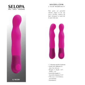 Selopa G Wow Sleek Flexible Rechargeable Vibrating Silicone G-spot Vibrator in Pink