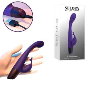 Rechargeable Silicone Vibrator with Clitoral Stimulator