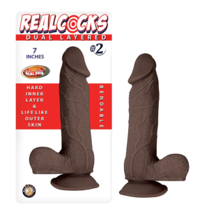 7 Inches Dark Brown Realcocks Dual Density Suction Cup G-Spot Dildo Bendable Sex Toy