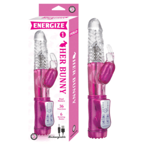 Energize Her Bunny 01 Dual Motor Rotating Rabbit USB Rechargeable Vibrator Pink 9 inch