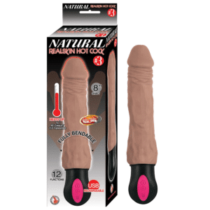 Natural Realskin Hot Cock 3 Dildo Rechargeable Realistic Vibrator Brown 8 Inch