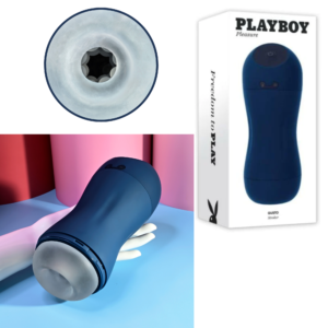 Vibrating Realistic Stroker Masturbation Cup - Navy