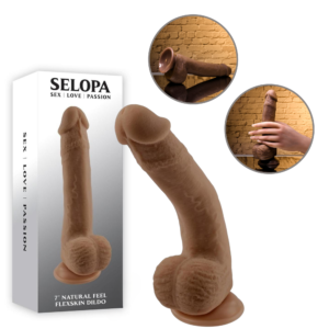 Realistic Dildo Bendable With Moving Material 7-inch Dark