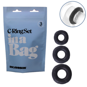 Silicone Non-Vibrating Penis Ring Set Black In A Bag