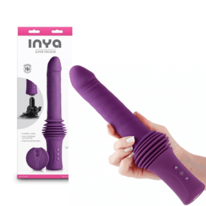 Inya Super Stroker Purple Thrusting Silicone Warming Vibrator With Suction Mount