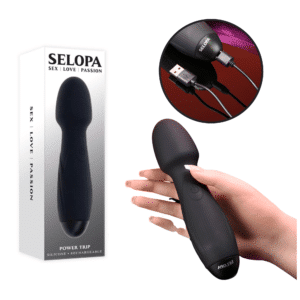 Selopa Power Trip Black Vibrating Rechargeable Silicone Vibrator Multi-Speed Sex Toy