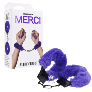 Bondage Gear Metal Faux Fur Wrists Handcuffs - Violet