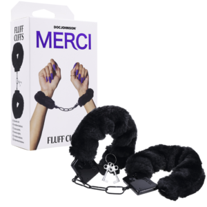 Bondage Gear Metal Faux Fur Wrists Handcuffs – Black