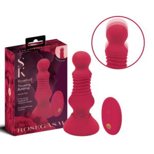 Sk Remote Control Rechargeable Thrusting Rosebud Vibrating Butt Plug Vibrator