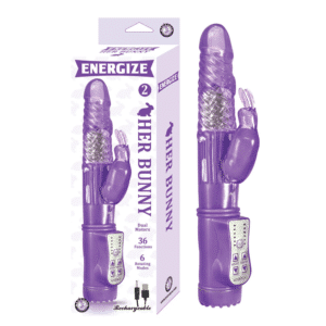 Purple 9 Inch Energize Her Bunny 2 Waterproof G-Spot Stimulator Vibrator