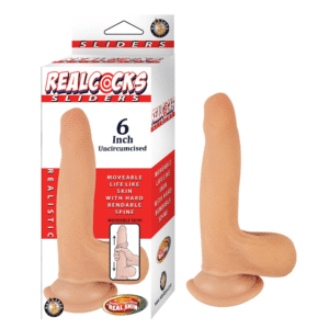 Realcocks Sliders Uncircumsized 6-inch Realistic Suction Cup Dildo G-Spot Stimulator