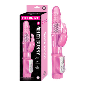 Energize Her Bunny 04 Dual Motor Rotating Rabbit Vibrator Waterproof Pink 9 inch