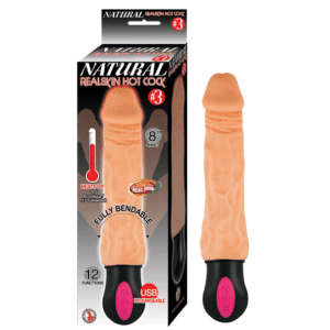 Natural Realskin Hot Cock #3 USB Rechargeable Warming Realistic Vibrator Flesh 8 Inch