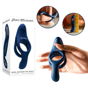 Rechargeable Dual Vibrating Penis Ring Silicone Blue