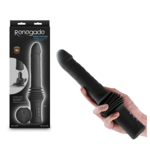 Renegade Super Stroker Black Warming Thrusting Silicone Vibrator With Remote Control