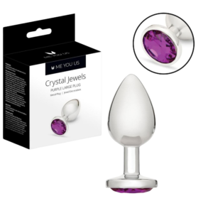 Crystal Glittering Jeweled Butt Plug Purple -Large