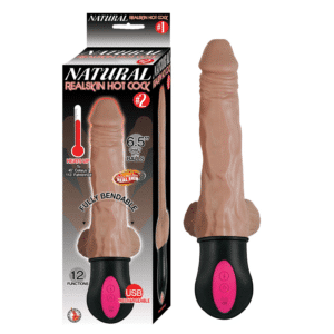 Natural Realskin Hot Cock 2 Dildo Rechargeable Realistic Vibrator Brown 6.5 Inch