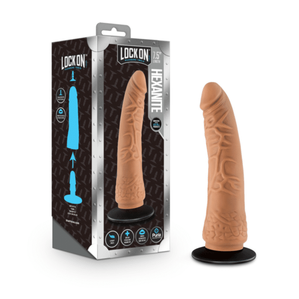 Harness Compatible Realistic Dildo with Suction Cup Adapter - Mocha