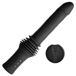 Renegade Super Stroker Black Warming Thrusting Silicone Vibrator With Remote Control